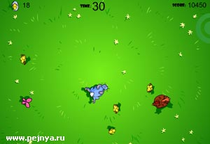 Психоделическая игра. Видели как полоумный заяц носится за цеплятами? Нет? Тогда смотрите и не попадайтесь курице, она пиздец злая.