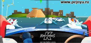 Классные гонки на скоростных катерах.